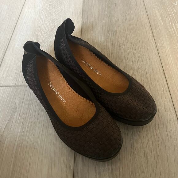 Bernie Mev. SZ 36 Farrah Wedge Ballet Flat Comfort Platform Shoe Metallic Woven - Picture 4 of 12